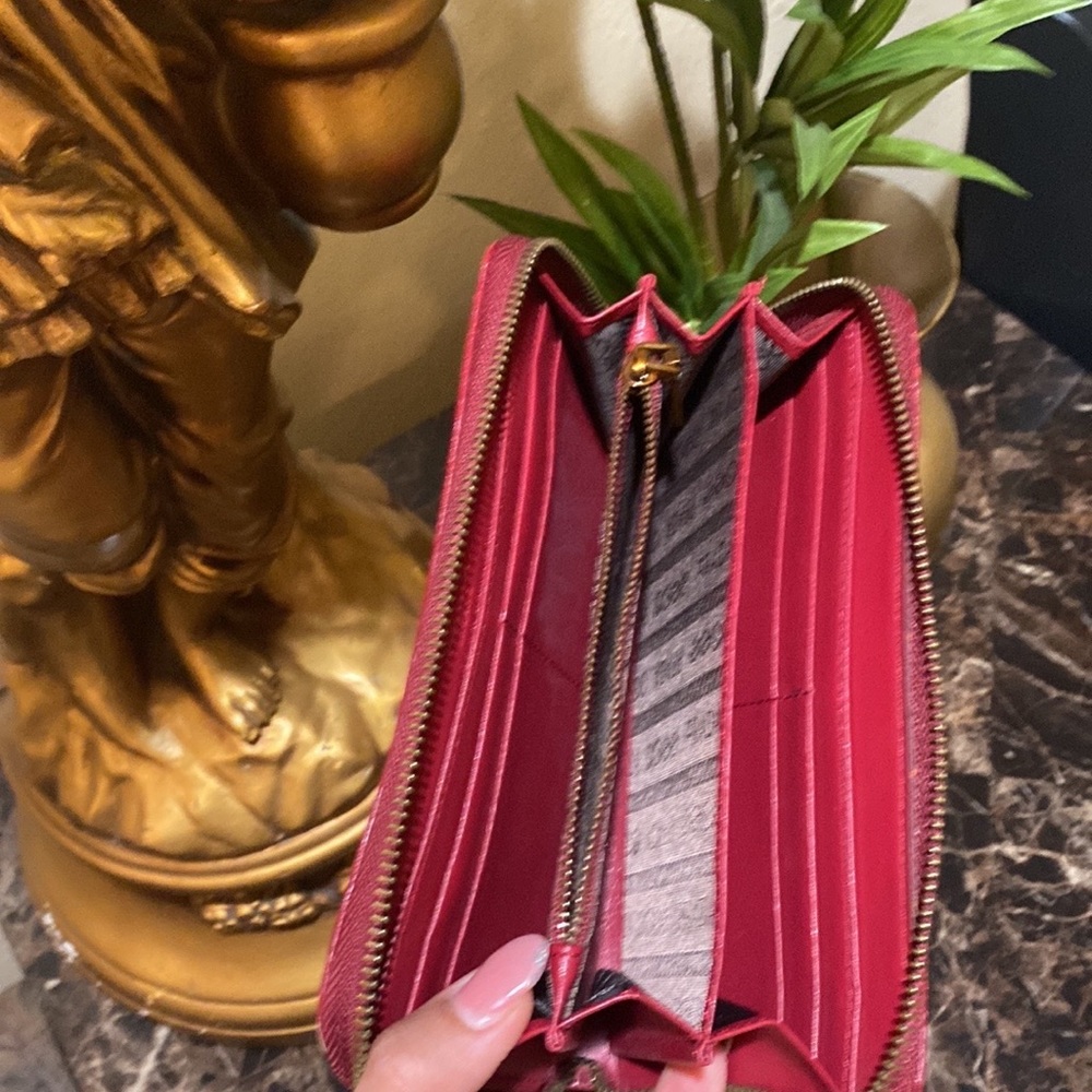 Large leather wallet burgundy color - Picture 10 of 14